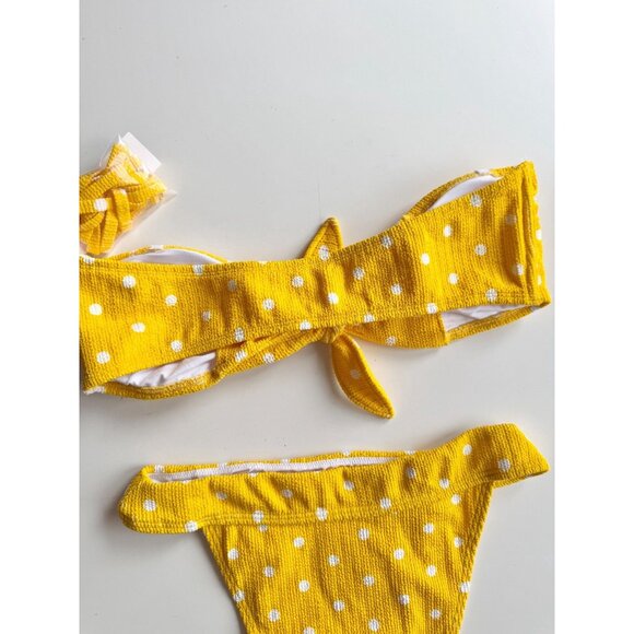 NWT Urban Outfitters OUT FROM UNDER Sia Yellow Polka Dot Crinkle Bikini Size M/L - Picture 7 of 13
